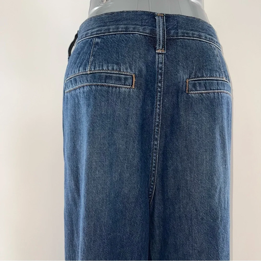 Madewell The Hallow Wide-Leg High Rise Pleat Front Dark Wash Blue Jeans-Size 31 - Picture 5 of 10